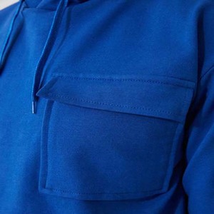 Sweat-shirt pour homme en molleton 100% coton, couleur bleue avec poche, impression numérique, manches longues, haute qualité, logo personnalisé - Product Image 4