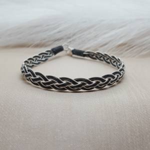 999 argent Sterling anatolien tricoté à la main noir blanc Kazaz chaîne Bracelet argent fin Unique Dianty bijoux unisexe - Product Image 5