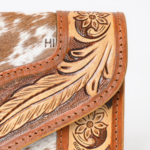 Portefeuille en cuir de vachette travaillé pour femme, pochette à main - Product Image 2