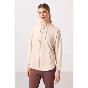 Sudadera con Capucha Extra Grande de Textura Suave Tommylife para Mujer - 97302 Negro - Beige - Product Image 3