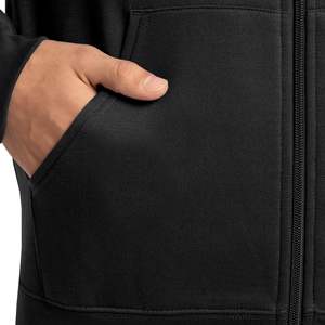 OEM High Quality Premium Custom Logo Front Men's <b>Zipper</b> Fleece <b>Hoodie</b> 220g Eco-Friendly Winter Use Plain <b>Black</b> - Product Image 4