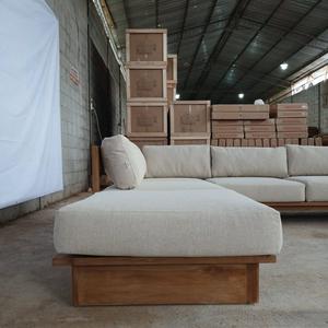 Ensemble de canapés de jardin modernes en teck pour l'extérieur, avec coussins imperméables, meubles de salon pour villa et cour. - Product Image 6