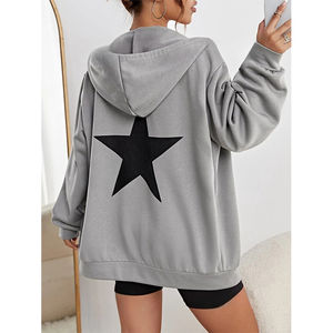 Sweat-shirts à capuche en molleton de coton de haute qualité, lourds, à fermeture éclair, avec cordon de serrage, imprimés de lettres, grande taille pour femmes - Product Image 2