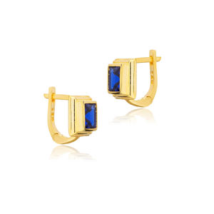 Vente en gros de boucles d'oreilles carrées en argent sterling 925 rubis CZ bijoux - Product Image 3