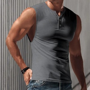 2025 été fitness bouton col en v maillot de corps hommes sans manches débardeurs course ample T-shirt gym hommes sport gilet respirant hauts - Product Image 6