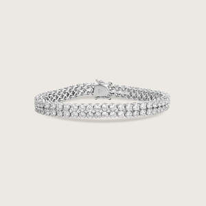 สายรัดข้อมือเทนนิสประดับเพชร14 KT สีทองคำขาวทรงกลม VVS ความคมชัด15กรัมสั่งส่งออกโดยตรงจากโรงงานจำนวนมากในห้องปฏิบัติการ - Product Image 1