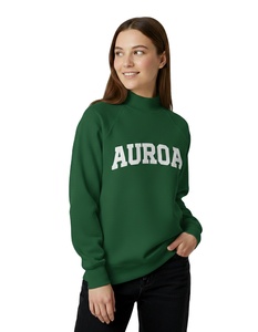 Sweat-shirt vert à col roulé pour femme Auroa, manches longues, imprimé lettres, en coton tricoté, décontracté, pour l'automne - Product Image 1