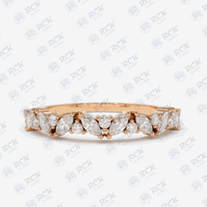 1.70 TCW Marquise Cut Half Eternity Moissanite Bague pour femme/Anniversaire Moissanite Band Cadeau d'anniversaire en or 18 carats - Product Image 4