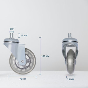Rueda giratoria silenciosa CCE de 3 pulgadas, rodamiento de bolas de polipropileno de acero sólido, estilo rígido, diámetro de rueda de 75mm y 100mm para uso en carrito - Product Image 2