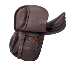 Silla de Montar Inglesa de Cuero Marrón para Doma Clásica, Asiento Suave, Logotipo Personalizado, Marca Real International Saddlery, Modelo RS-08A (Tallas 15" y 17"), Hecho en India - Product Image 2