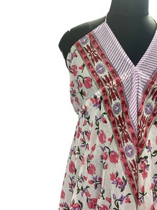 Vestido Casual de Algodón Estampado a Mano con Flores Rosas, Estilo Boho Occidental, Holgado y Natural, de Alta Calidad para Mujer, Directo de la India - Product Image 3