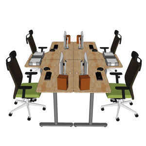 Juego de Escritorios Esquineros en Forma de L TIO HBTO015, 4 Unidades, Diseño Contemporáneo de Lujo, Patas de Hierro y Melamina, para Estudio, Cocinas Modernas y Oficinas - Product Image 3