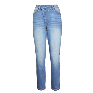 Paola Riboni - Jeans de mezclilla de pierna recta para mujer, cintura media, corte regular, lavado claro, estilo vintage, pantalones formales de longitud completa - Product Image 2