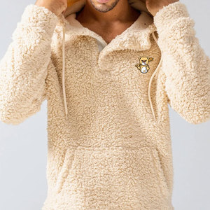 Sweat-shirt à capuche en sherpa à fermeture éclair intégrale pour homme, style OEM le plus récent, couleur unie, avec techniques de broderie personnalisées pour les garçons - Product Image 2