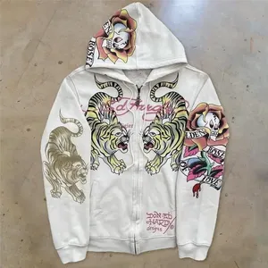 Nuevo Retro hombres Sudadera con capucha patrón impreso estilo perezoso Harajuku gótico hombres y mujeres cremallera Sudadera con capucha Demon Slayer streetwear - Product Image 6