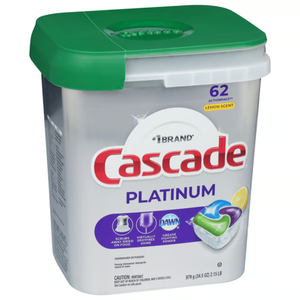 Cascade Platinum ActionPacs Detergente para Lavavajillas con Aroma Fresco, con Más del 80% de Ingredientes Naturales - Paquete de 62 Unidades - Product Image 1
