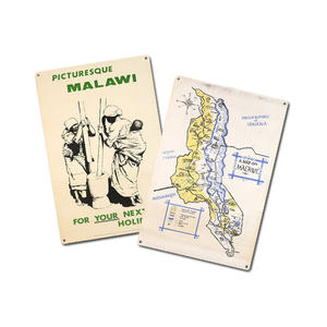 Günstiger Preis Maßgefertigtes UV-Druck Traditionelles Mode-Metallschild Büro Heim Wandkunst Karte Malawi Vintage Metallplakette - Product Image 1