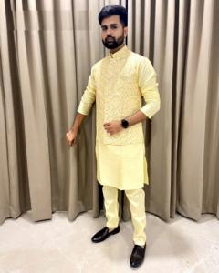 Tissu en soie de coton de qualité supérieure pour homme avec broderie de fils multicolores Nouvelle collection de vêtements indiens et pakistanais Vente en ligne - Product Image 6