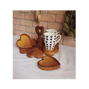 Sous-verres en forme de cœur en bois écologiques avec support en bois de qualité supérieure Prix d'usine Fournisseur Fabricant SCI Inde - Product Image 1