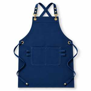 Tablier classique jaune en toile 100 % coton écologique avec taille ajustable et poche avant pour la cuisine, le jardinage et le barbecue - Product Image 2