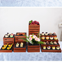 Vente en gros, stand de service alimentaire en bois de haute qualité, présentoir de buffet unique du Vietnam