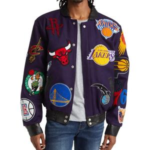 Veste universitaire vintage pour homme, style streetwear, personnalisable, avec broderies en chenille unies, polyester/coton, hiver - Product Image 3