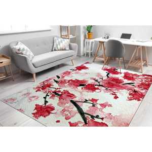 Tapis imprimé fleurs de cerisier japonais - Accent floral moderne élégant, tapis en velours - Product Image 2