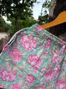 Short Jaipur en coton Hippie fait à la main Boho pour femmes vêtements de nuit à cordon floral avec poche tissu d'été Style bohème - Product Image 3