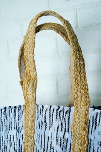 Bolso Tote Bohemio de Yute/Cuero Sólido para Mujer, Verano, Ecológico, Abierto, Hecho a Mano, Playa, Tamaño Personalizado, Uso Diario, Delhi - Product Image 3