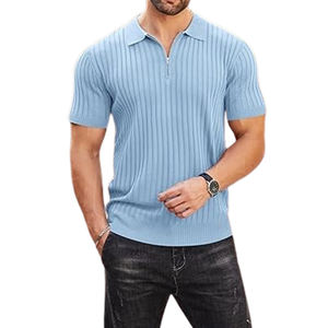 Camisas de Golf con cremallera personalizadas de alta calidad para hombre, manga corta, cuello transpirable, cuello bordado, antiarrugas, informales para polos - Product Image 3