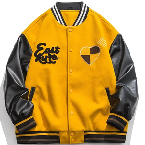 Chaqueta Deportiva Estilo Béisbol en Blanco y Negro, Chaqueta Universitaria con Letras Bordadas, Ajuste Holgado para Invierno - Product Image 2