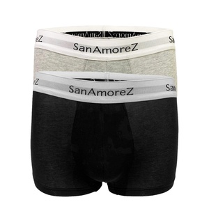 Indonesia SanAmoreZ Damar 2-Pack de Bóxer de tiro medio de talla grande para hombre No tejido Liso teñido Logo Calzoncillos con impresión de transferencia de calor Boxers - Product Image 2