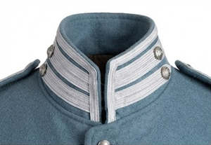 Light Blue 100% Wool Men's <b>Quilted</b> Jacket Stand Collar <b>Single</b> Breasted Winter Uniform Style Outerwear - Product Image 6