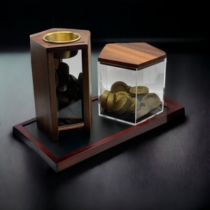Quemador de Incienso Árabe de Lujo, Oud Bakhoor, Caja de Incienso Hecha a Mano de Madera y Acrílico con Incensario de Metal Dorado y Bandeja Base Decorativa - Product Image 1