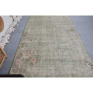 Tapis turc vintage 4.9 x 10.4ft tissage plat en laine verte avec motif patchwork pour les décorations de salon et les couloirs - Product Image 4