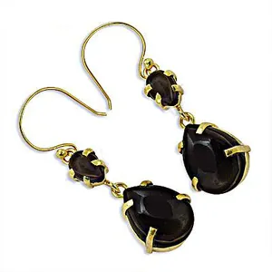 Boucles d'oreilles pendantes en onyx pour femmes avec plaqué or, pendentif en acier inoxydable, boucles d'oreilles pendantes tendance, style religieux - Product Image 3