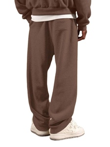 Pantalon de jogging marron oversize pour homme, en molleton lavé, avec cordon de serrage à la taille, coupe ample, jambe large, en coton épais, style streetwear 2026 - Product Image 4