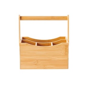 <b>Kitchen</b> Utensil Holder Acacia Wooden <b>Caddy</b> Multiple Compartment Flatware Storage <b>Caddy</b> Supplier at Wholesale Price - Product Image 4