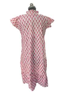 Fait à la main de haute qualité rose imprimé fleuri coton robe pour les femmes élégant Boho indien décontracté été naturel manufacturé indien - Product Image 6