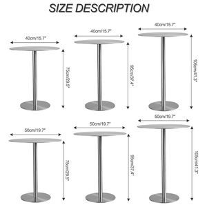 Round Shape Silver Stainless Steel Bar <b>Table</b> | Modern <b>Cocktail</b> <b>Table</b> for Bar Furniture, Kitchen, and Coffee Shop Use - Product Image 6