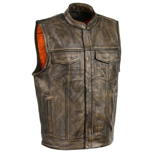 Chaleco de cuero para motociclista, sin mangas, ropa de abrigo de moda para viajes al aire libre, conducción y uso laboral, chaleco de cuero para hombre - Product Image 3