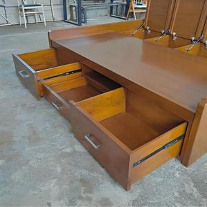 Cadre de lit de rangement moderne en bois massif multi-tailles avec tiroirs rembourrés en tissu et panneau rabattable pour chambre à coucher et mobilier de maison - Product Image 6