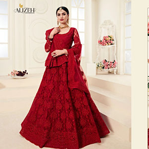 Lehenga classique en polyester avec broderie à la main, parfait pour les fonctions festives, culturelles, nuptiales et de fête - Product Image 1
