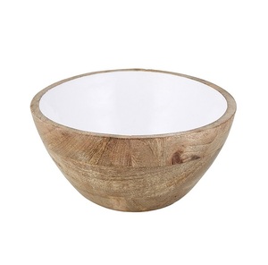 Saladier en bois en gros Bol à pâtes Bol à fruits avec émail imprimé bleu - Product Image 2