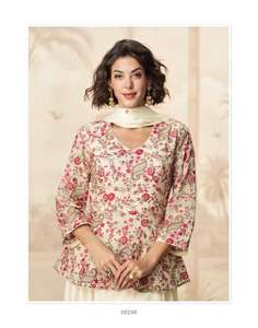 AASHIRWAD JIVIKA PREMIUM CHINNON SEDA INDIAN KURTI para FIESTA OCASIÓN Ropa india y pakistaní al por mayor - Product Image 1