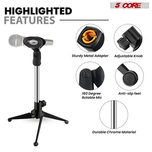 5 Core Mic Stand Adjustable Desk Microphone Stands <b>Tripod</b> Portable Table Pedestal Para Microfono - Product Image 3