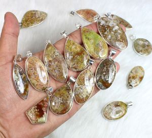 Colgante de piedras preciosas de ágata de encaje de Calico amarillo Natural, colgante de venta al por mayor pulido a mano suave, joyería para venta al por menor - Product Image 1