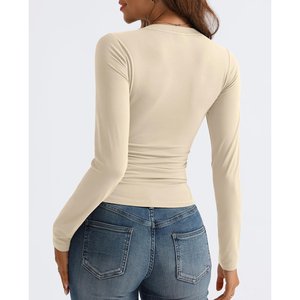 Camisas de Mujer de Última Moda, Ajustadas, de Manga Larga, de Algodón Transpirable, Frescas, Antiarrugas, de Tres Agujas, para Mujer, de Doble Cara - Product Image 2