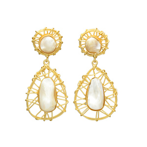 Perlas redondas naturales de agua dulce, Pendientes colgantes éticos Vintage para mujer, Jala trampa, hermosos accesorios de moda - Product Image 1