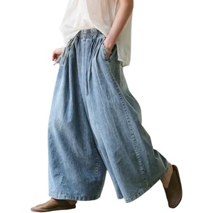 กางเกงยีนส์ทรงหลวมเอวยางยืดแฟชั่นแนวสตรีทสำหรับฤดูร้อนกางเกงทรงหลวมสไตล์บานสำหรับผู้หญิงขายดี - Product Image 1